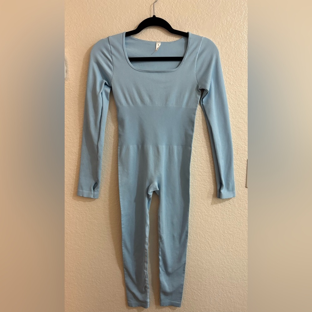 Solid Ribbed Bodycon Jumpsuit - Picture 2 of 8